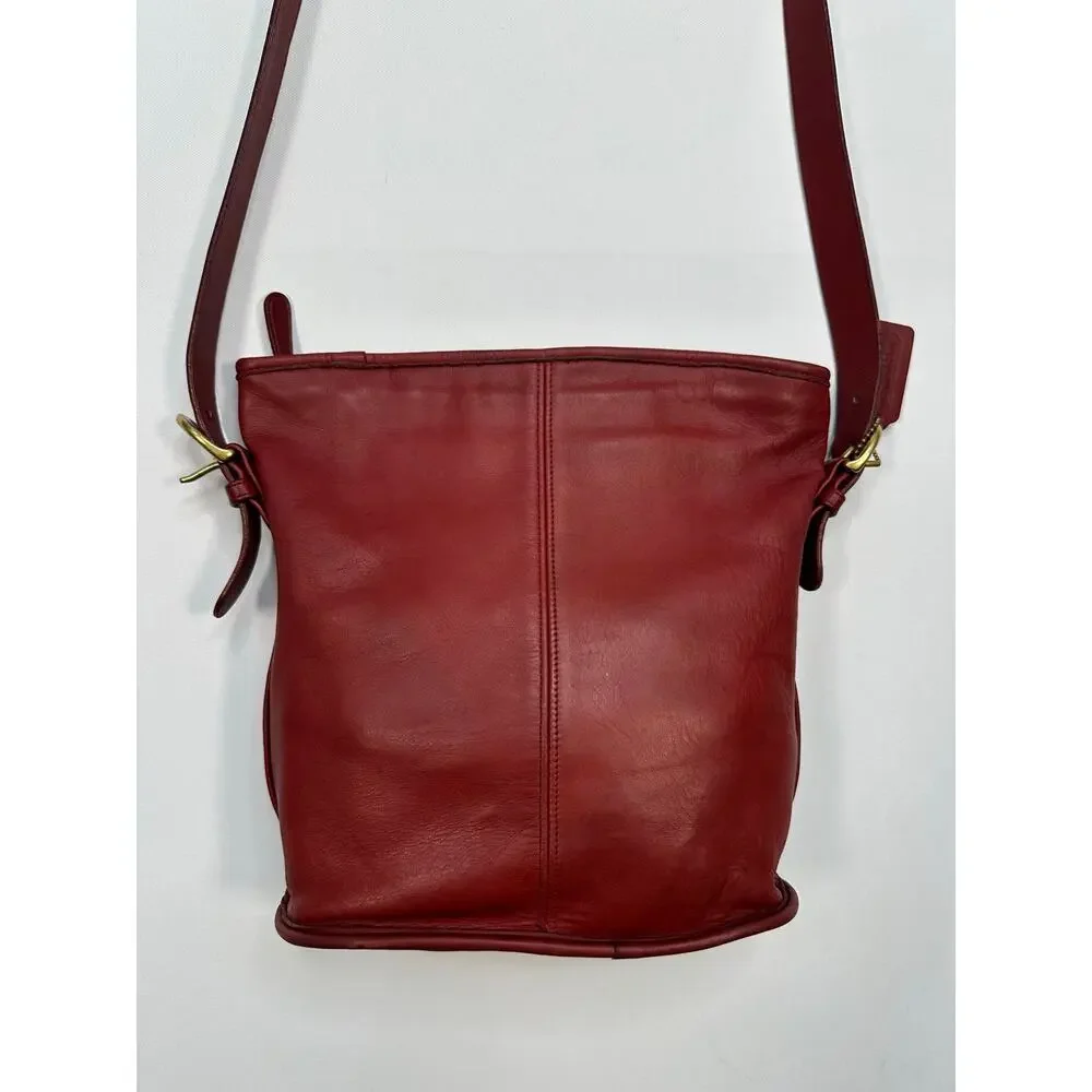 Vintage 1990’s Coach Bleeker Bucket Bag 4153 Red Leather Shoulder Bag - Picture 6 of 12